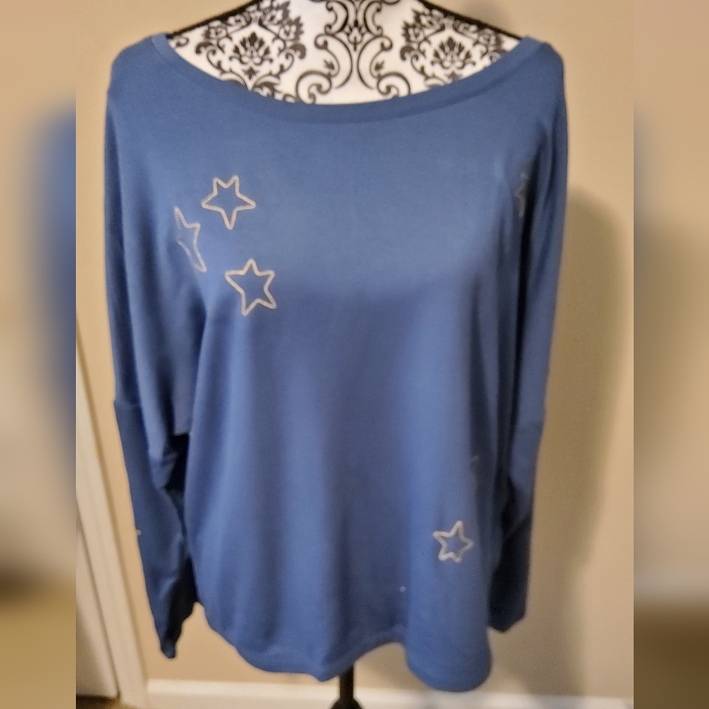 Secret Treasures Sleepwear Blue Indigo Fleece Star Top Sizes